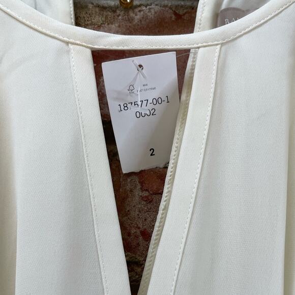 NWT Banana Republic Ivory High Neck Sleeveless Flowy A line Zip Dress Sz-2 Midi - Picture 5 of 10